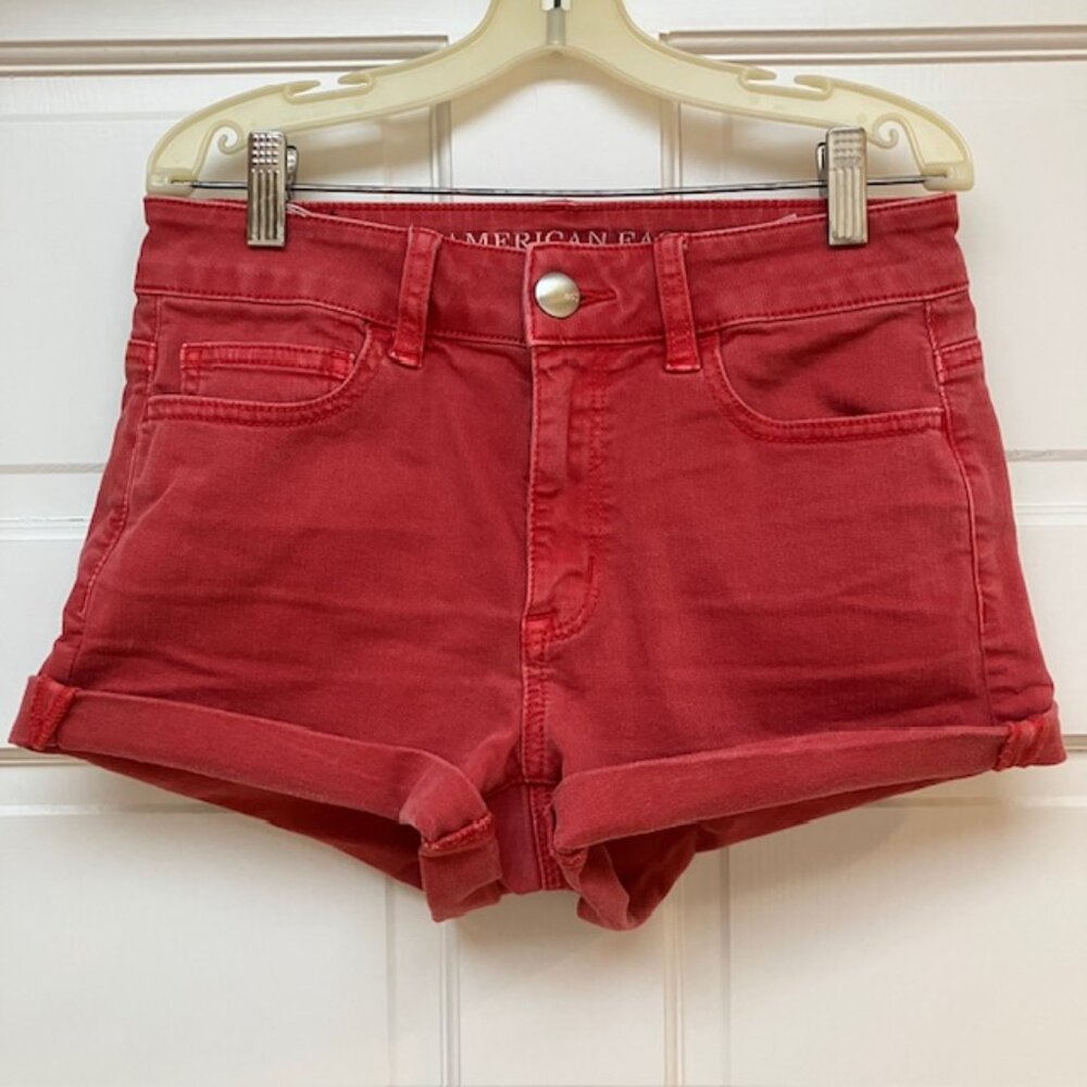 American Eagle Red Super Super Sretch Hi Rise Shortie 2